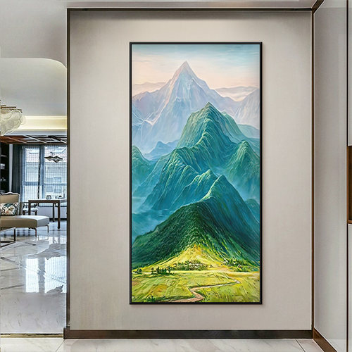龙脉靠山图西墙玄关贴画自粘