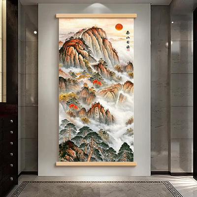 中式靠山图玄关装饰画