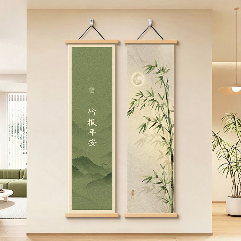 竹影清韵玄关挂画新中式客厅壁画