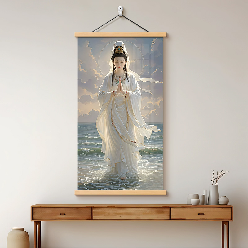 中式白衣观音法像装饰画
