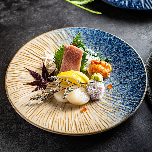 釉下彩陶瓷盘平盘牛排刺身摆放盘