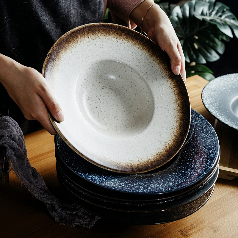 10寸草帽盘西式汤碗飞碟盘复古