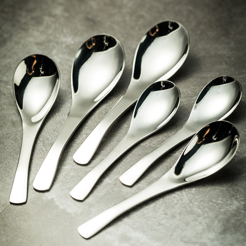 304不锈钢汤勺饭碗勺 大小号家用银色小勺子汤匙调羹吃饭汤勺餐勺