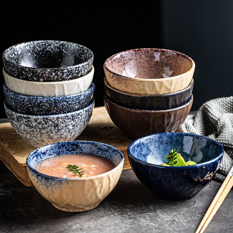 复古汤面碗陶瓷日式釉下彩米饭碗组合小碗套装餐具家用吃饭用碗