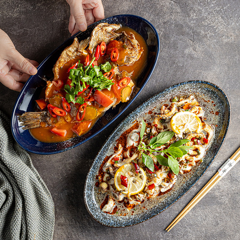 长条鱼盘大容量西餐盘家用装菜盘子新款日式多宝鱼大号陶瓷饺子盘,餐饮具,盘,淘宝优惠券,粉丝福利购,淘宝优惠卷