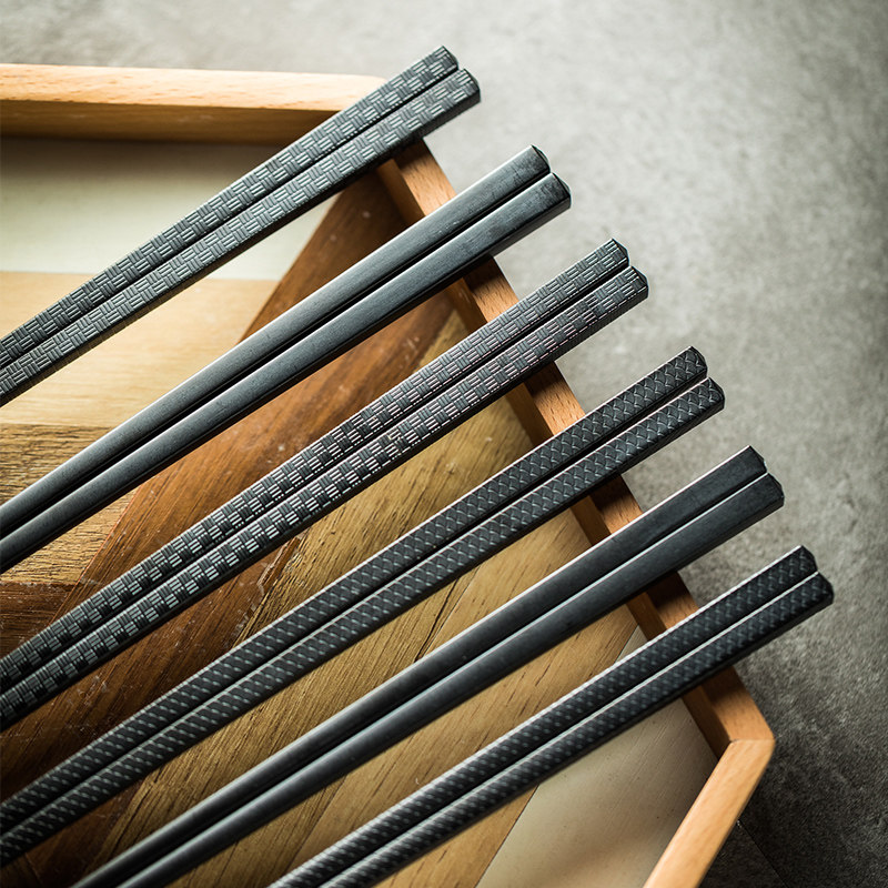 创意风耐热饭店餐厅防滑黑色筷子