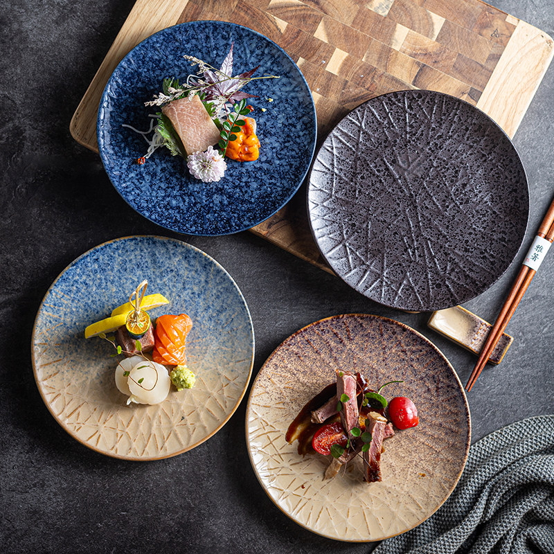 高级感陶瓷盘菜盘早餐盘点心盘冷菜盘家用寿司盘刺身盘圆形盘子