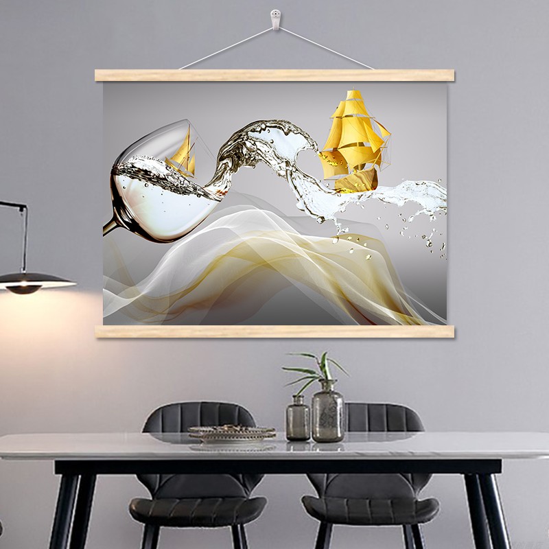 现代简约餐厅装饰画酒杯餐桌背景墙挂画客厅墙画饭厅厨房墙上壁画图片