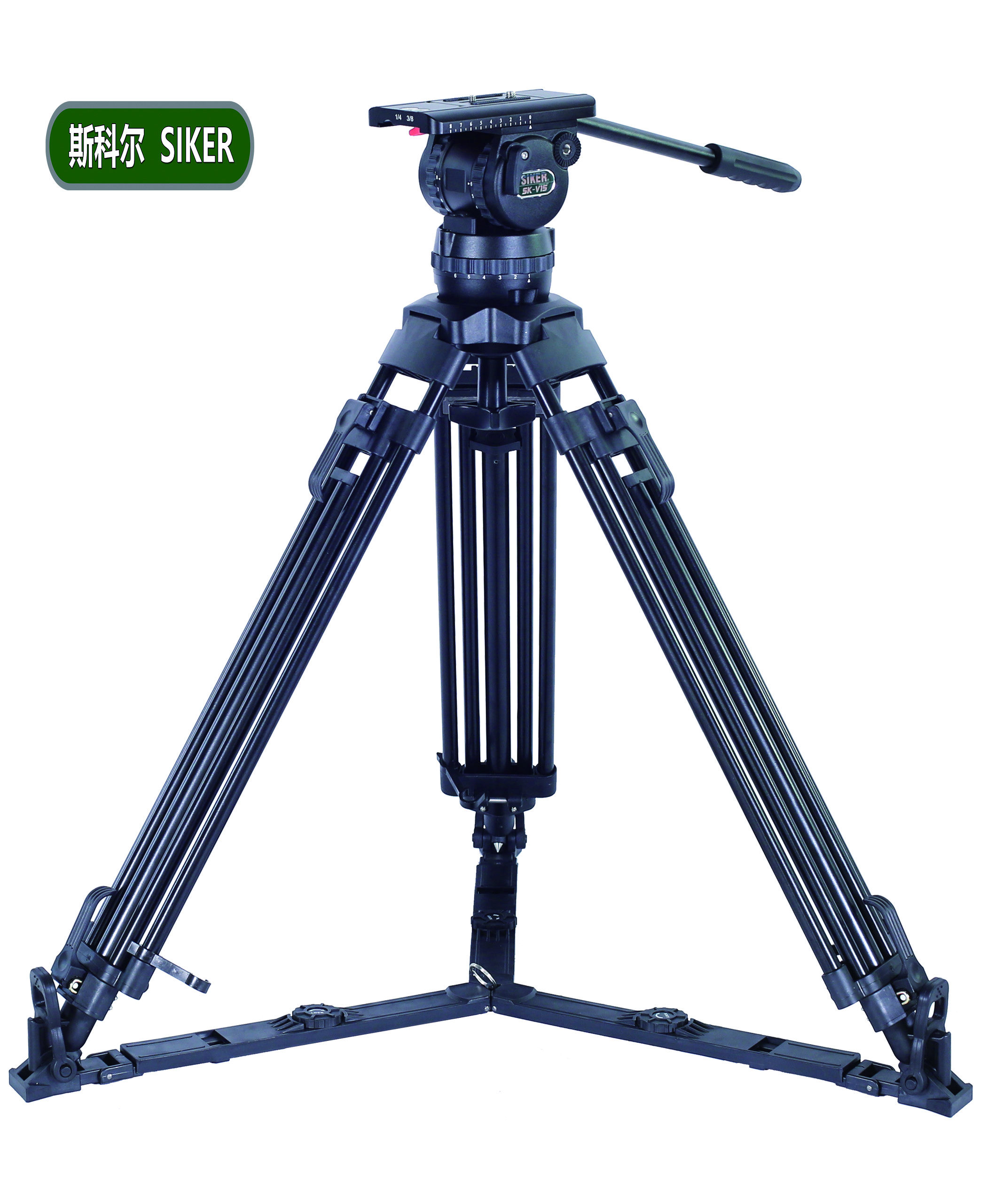 斯科尔（SIKER）SK-V15T 专业摄像机碳纤维液压阻尼云台三脚架