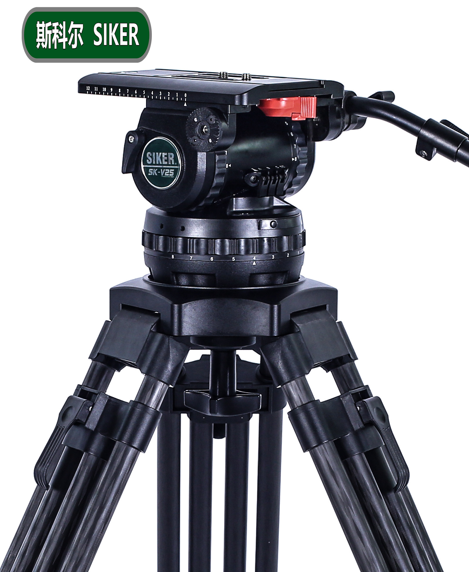 斯科尔（SIKER）V25液压云台双手柄 可适配150mm球碗脚架