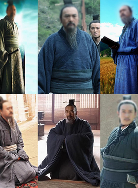 影视春秋战国时期棉麻夫子孔子古装书生服儒家圣人大臣服演出服