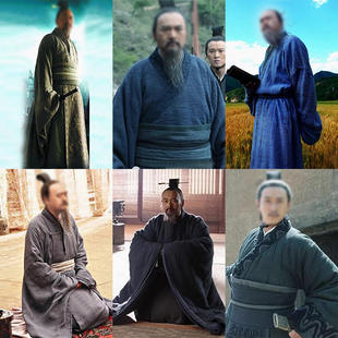 影视春秋战国时期棉麻夫子孔子古装书生服儒家圣人大臣服演出服