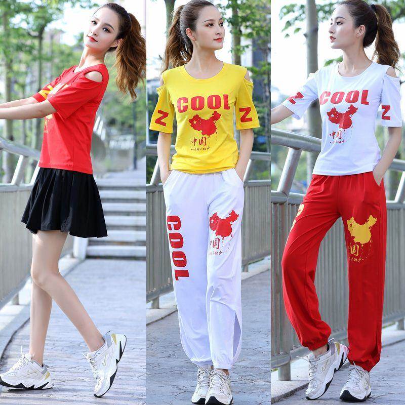 广场舞服装新款套装中国舞蹈运动短裙曳步舞健身服工装裤套装夏季