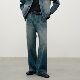 直筒显瘦复古蓝男女长裤 水洗做旧休闲牛仔裤 明星同款 DIMC