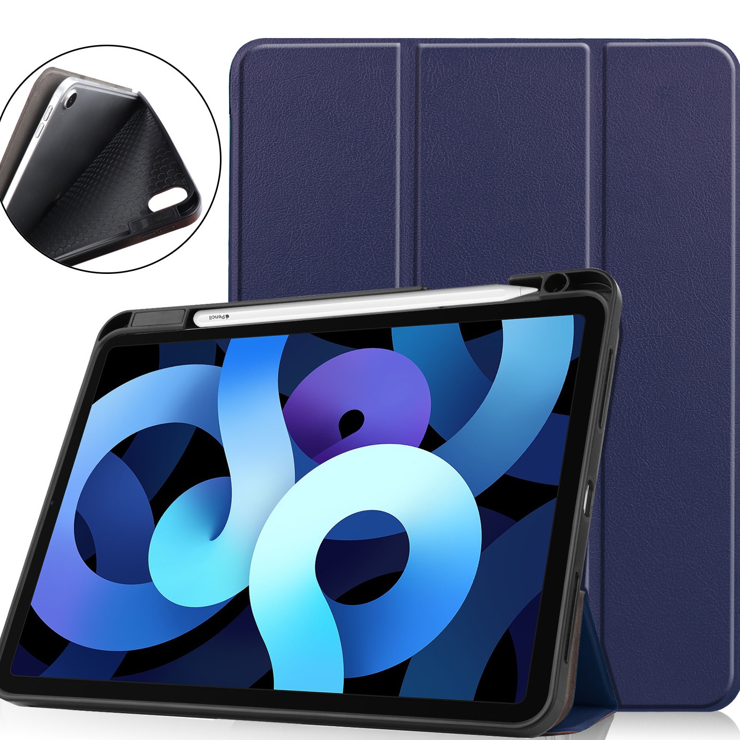 【新品】ipad air 4 10.9寸 2020 TPU笔槽 三折平板保护套