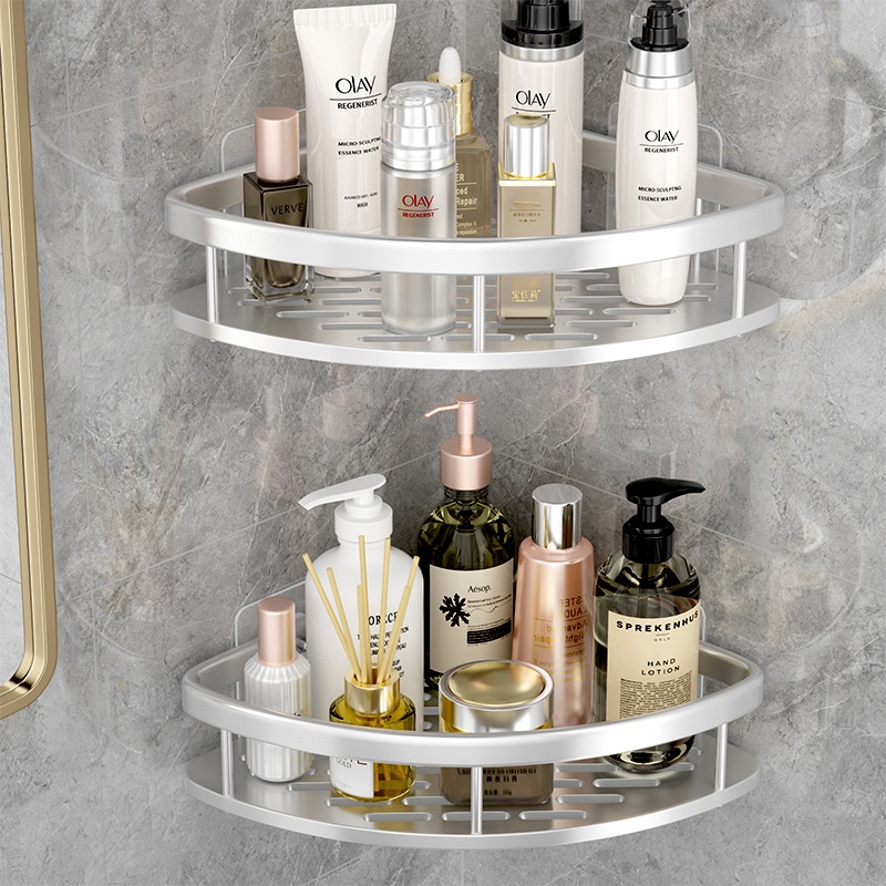 太空铝免打孔收纳卫生间三角置物架壁挂式厕所洗手间洗漱墙上收纳