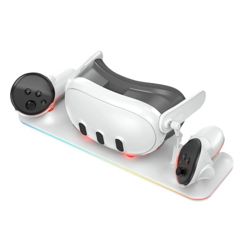 跨境新品Meta quest3 VR眼镜磁吸触点充电底座配电池套装带RGB灯