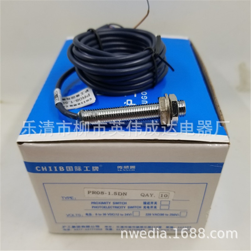 沪工接近开关PR08-1.5DN埋入式电感式NPN直流三线常开M8 感应开关