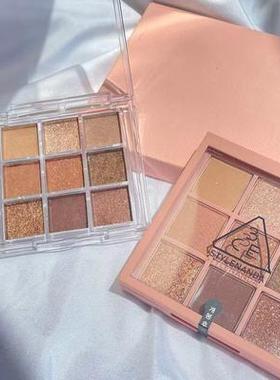 3ce眼影盘小样九宫格overtake大地色芋泥盘哑光奶茶色橘棕盘试色