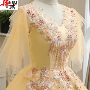 蓬蓬裙 声乐艺考礼服主持人服装 彩纱2020新款 舞台唱演出服女长款