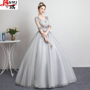 彩纱2020新款 美声独唱演出服主持人 蓬蓬裙声乐学生艺考礼服女长款