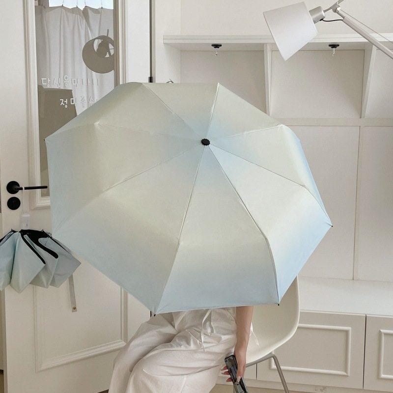 蓝色渐变防晒防紫外线三折伞8骨雨伞黑胶遮阳伞学生专用便携手动,居家日用,伞,淘宝优惠券,粉丝福利购,淘宝优惠卷