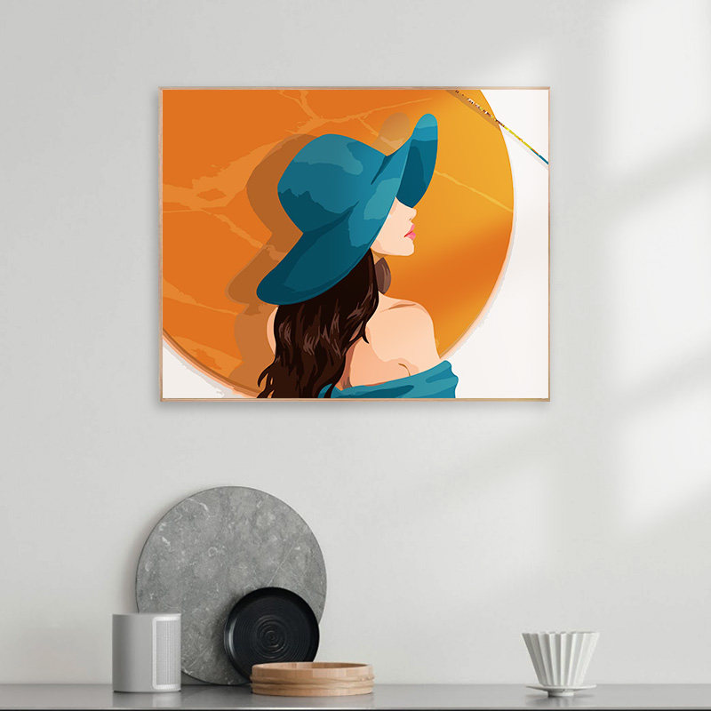 神秘少女数字油画填充水油彩手工绘画画上涂色物装饰挂