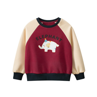 2025儿童摇粒加绒卫衣拼袖 秋冬新款 插肩动物上衣 童装 27home韩版