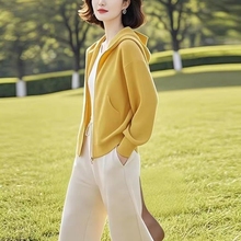 棉美式复古拉链开衫卫衣女短款2025新款春秋季薄款连帽小外套