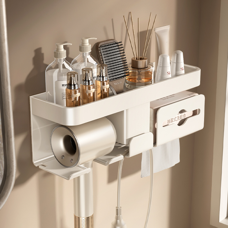 轻奢吹风机置物架多功能卫生间免打孔浴室电吹风筒支架收纳挂架子