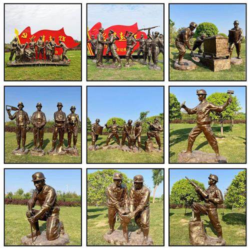 玻璃钢仿铜人物雕塑矿工人物现货广场公园装饰品园林景观落地摆件