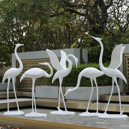 玻璃钢户外仙鹤雕塑景观仿真鹤假山水池装饰庭院摆件大丹顶鹤模型