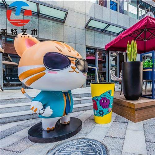 商场店铺招财猫落地玻璃钢摆件开业店门口商场装饰品动物雕塑定制