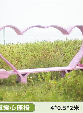 户外座椅风景区打卡拍摄民宿防腐木秋千拍照合影背景装饰摆件