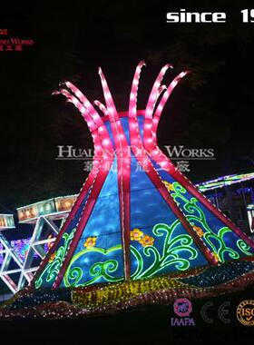 虎年春节庙会大型户外花灯宫灯模型摆件自贡亮化彩灯华龙工厂