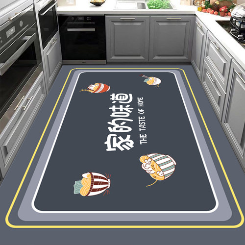 硅藻泥厨房专用地垫吸水吸油防滑耐脏现代厨房门口满铺垫子地毯