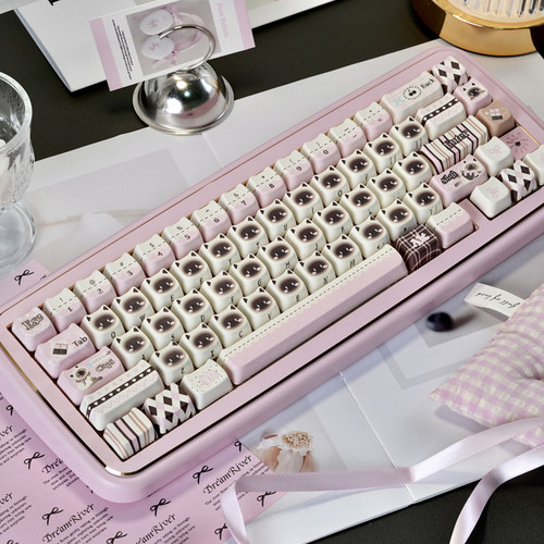 粉咖暹罗咪130键热升华键帽