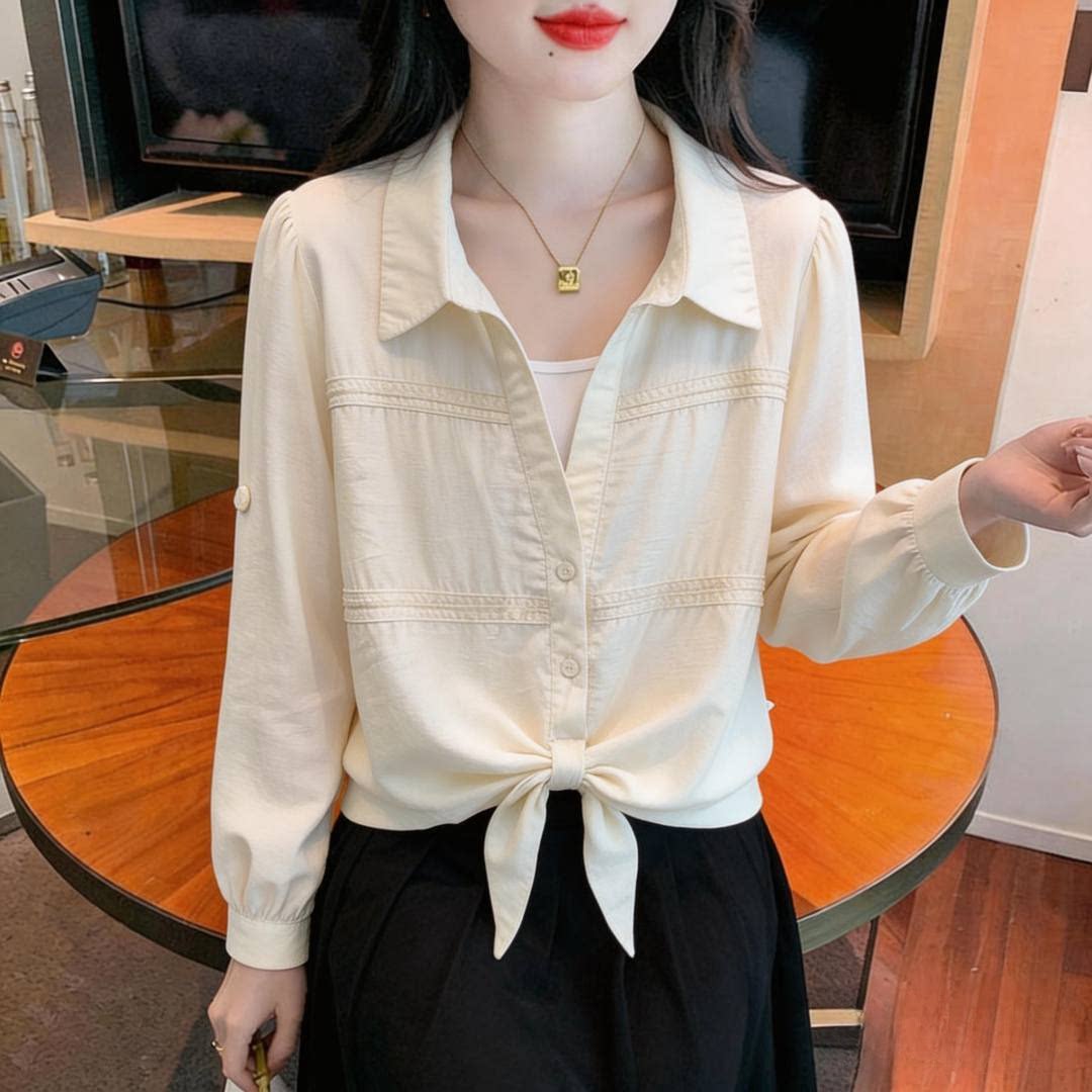 早春新款时尚洋气假两件长袖衬衫女士别致小衫设计感遮肉显瘦上衣