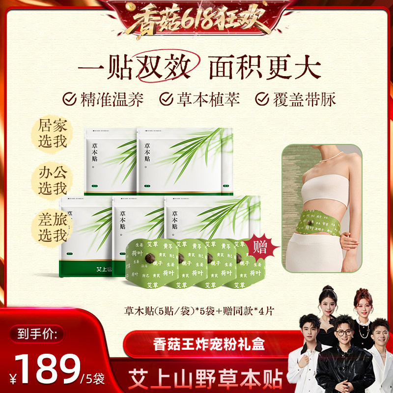 元气达人艾上山野草本炫腹贴艾绒去湿轻盈暴轻肚脐艾草艾灸贴zb