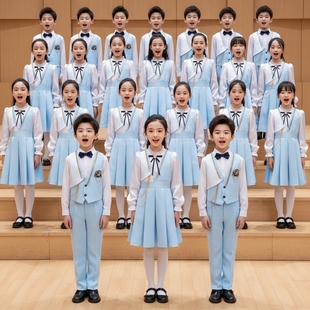 元旦儿童初中小学生爱国合唱朗诵演出服男女童演讲比赛服装秋冬季