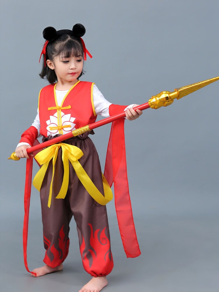 红孩儿演出服红缨枪儿童乾坤圈混天绫哪吒闹海衣服幼儿园舞蹈表演