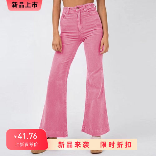 2022年秋季时尚新款 灯芯绒喇叭裤阔腿裤女外贸跨境街头纯色休闲