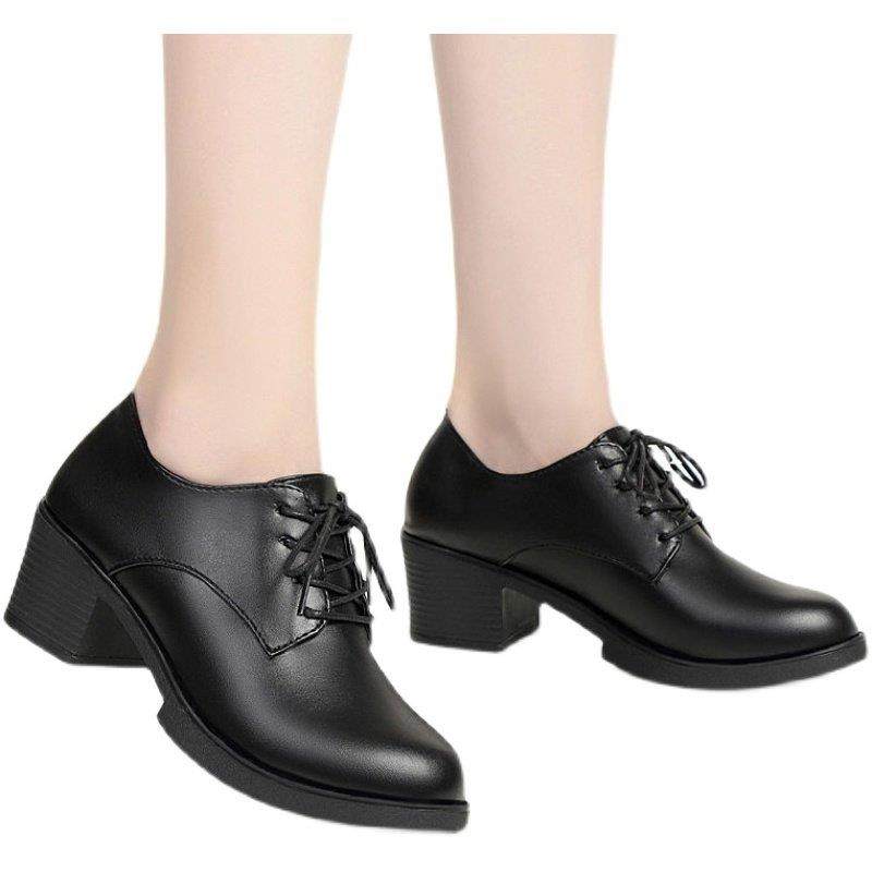 真软皮妈妈鞋深口单鞋女高跟鞋工作上班皮鞋黑色中跟粗跟中年女鞋,女鞋,深口单鞋,淘宝优惠券,粉丝福利购,淘宝优惠卷