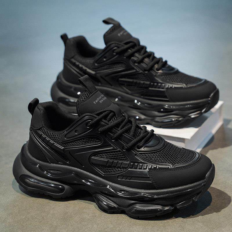 黑武士男鞋冬季男士跑步减震气垫运动鞋男款休闲增高黑色老爹潮鞋,流行男鞋,老爹鞋,淘宝优惠券,粉丝福利购,淘宝优惠卷