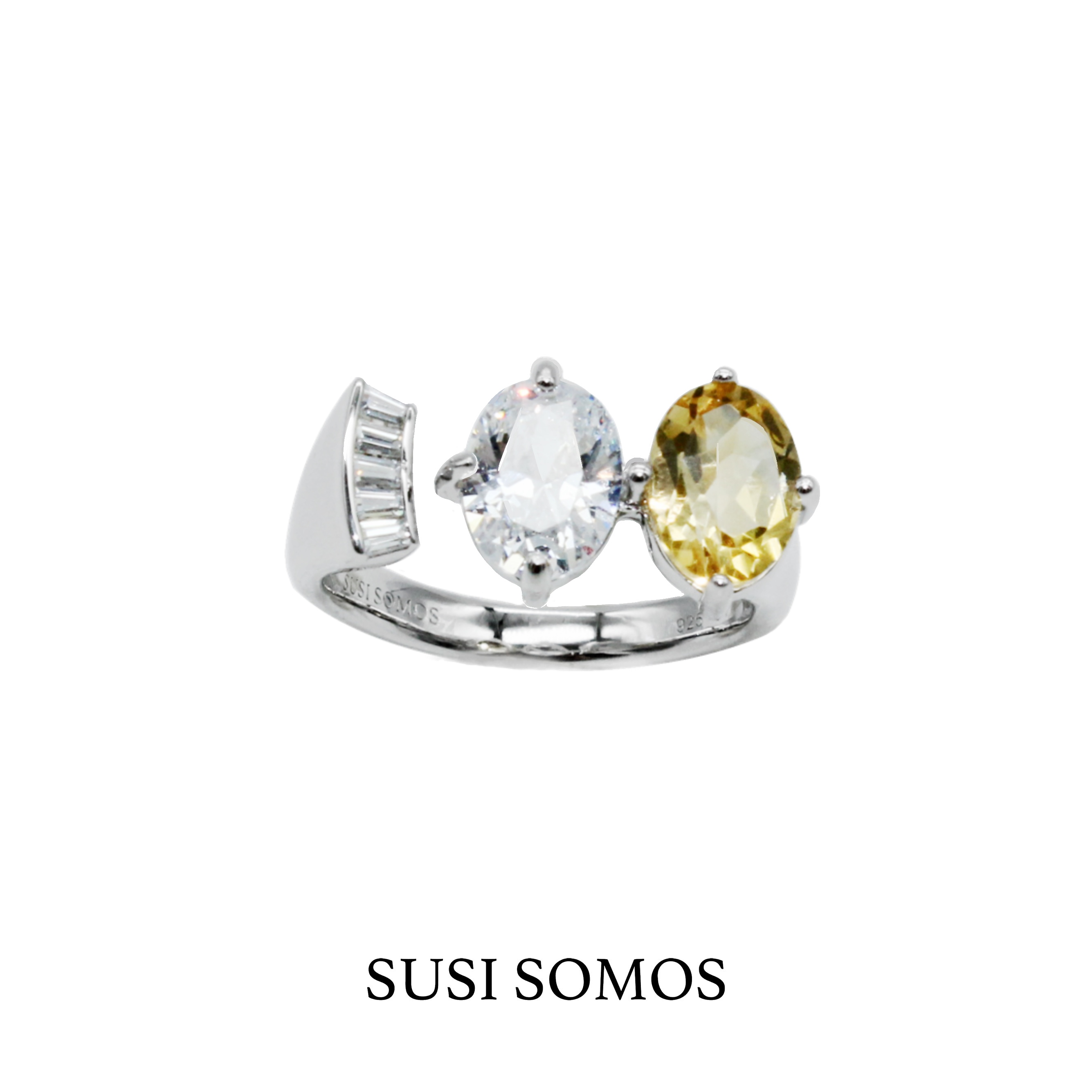 SUSISOMOS女水晶银仙女开口戒指