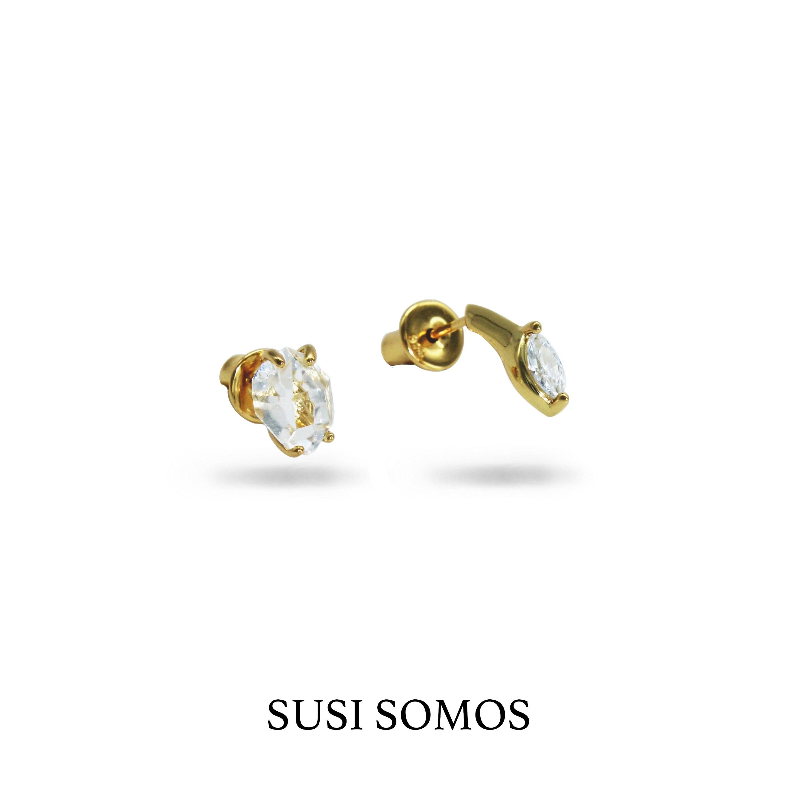 susisomos金沙水晶耳钉一戴三用