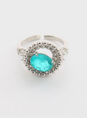 SUSISOMOS半浮雕水晶戒指蓝色系