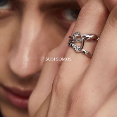 susisomos中性纯银通勤戒原创男