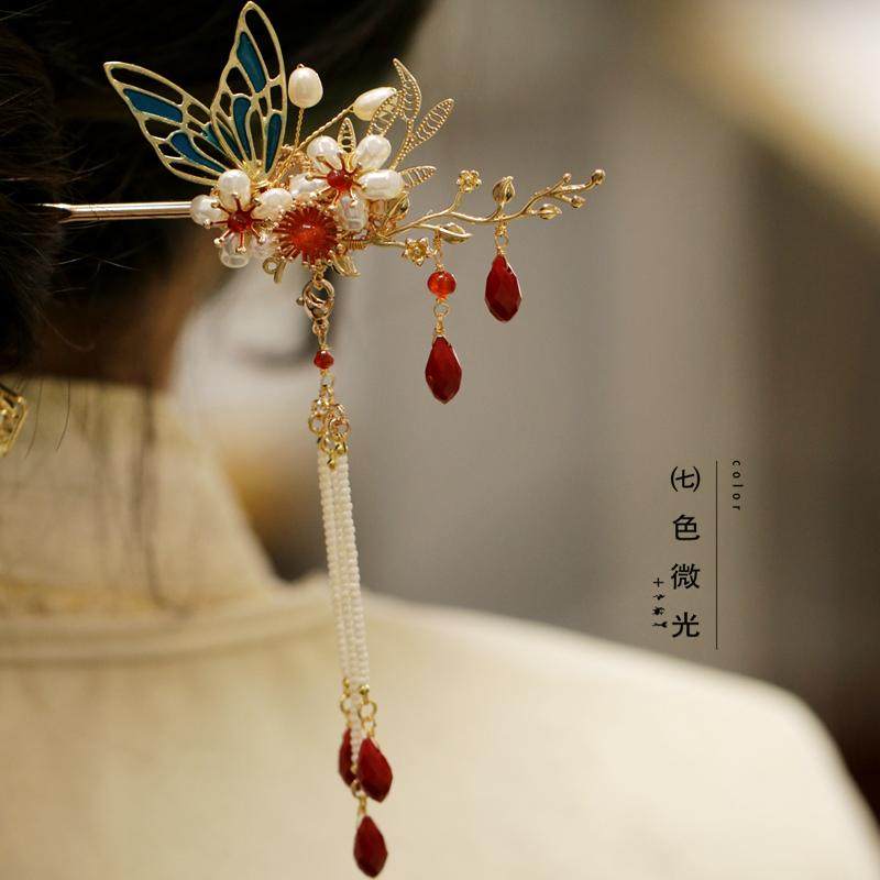 发簪简约现代丸子头盘发国风