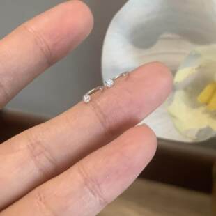 S999纯银针锆石耳钉女耳环睡觉免摘精致小巧耳骨钉防过敏耳饰黑锆